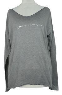 Dámksé šedé úpletové triko s nápisem Blind Date 