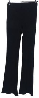 Dámské černé žebrované zvonové kalhoty H&M