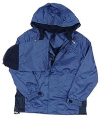 Modro-tmavomodrá šusťáková jarní funkční bunda s kapucí+ sáček Crivit