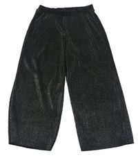Černé třpytivé plistované culottes kalhoty F&F