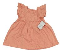 Světlerůžové bavlněné šaty s madeirou Matalan