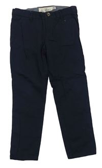 Tmavomodré plátěné chino kalhoty H&M