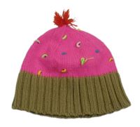 Neonově růžovo-khaki čepice s flíčky