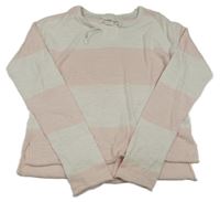 Růžovo-bílý pruhovaný lehký svetr H&M