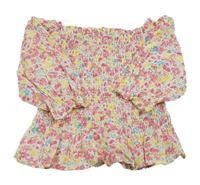 Bílá květinová žabičková halenka 