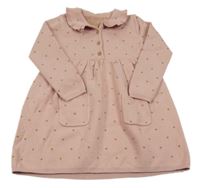 Růžové puntíkaté pletené šaty s límečkem George