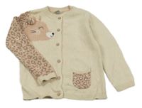 Béžovo-růžový propínací svetr s leopardem TU