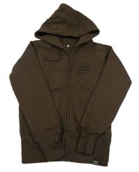 Hnědá propínací mikina s výšivkou a kapucí 