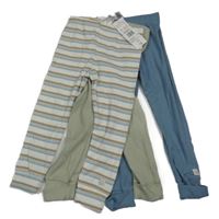Nové - 3x spodní kalhoty pruhované+ khaki+ tmavomodré F&F