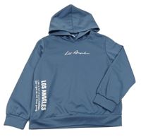 Tmavomodrá sportovní mikina s nápisem a kapucí Shein