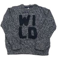 Modrý melírovaný svetr s nápisem M&S