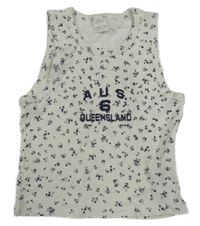 Bílý žebrovaný crop top s květinami Zara