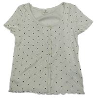 Bílé žebrované crop tričko s puntíky H&M