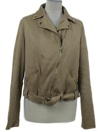 Dámský béžový semišový crop křivák s páskem New Look