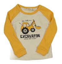 Okrovo-béžové triko s bagrem Cozy Pixies