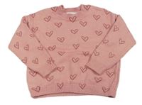 Růžový svetr se srdíčky zn. Primark