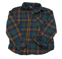 Tmavomodro-tmavozeleno-rezavá kostkovaná košile Primark