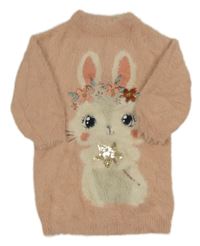 Světlerůžové pleteno/chlupaté šaty se zajícem C&A