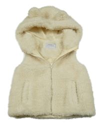 Světlebéžová kožešinová podšitá vesta s kapucí M&Co.