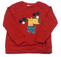 Červená mikina se sobem s bambulemi L&D