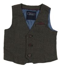 Tmavohnědá vzorovaná společenská vesta Next