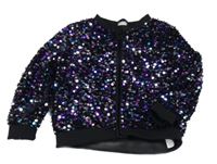 Černo-fialovo-stříbrná sametovo/flitrová bunda Kiki&Koko