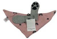 2set - Šedé palcové rukavice s tlapkami- nové + růžový slinták 