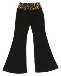 Černo-leopardí flare kalhoty Shein