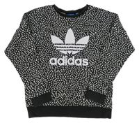 Černo-bílá vzorovaná mikina se srdíčky Adidas