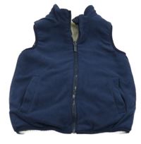 Tmavomodrá fleecovo/huňatá oboustranná vesta 