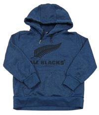 Tmavomodrá melírovaná rugby mikina s potiskem a kapucí - All Blacks