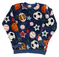 Tmavomodrá plyšová mikina s míči 