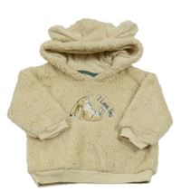 Béžová chlupatá mikina se zajícem a kapucí 