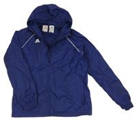 Tmavomodrá šusťáková sportovní bunda s kapucí Adidas