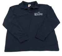 Tmavomodré polo triko s nápisem Fruit of the Loom