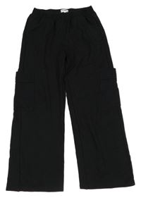 Černé široké tepláky s kapsami Tom Tailor