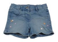 Modré riflové kraťasy s výšivkami Topomini