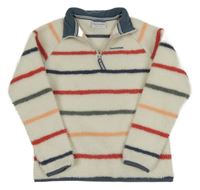 Smetanovo-barevná pruhovaná huňatá funkční mikina Craghoppers