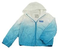 Bílo-modrá šusťáková jarní bunda s nášivkou a kapucí Lc waikiki