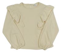 Smetanová strukturovaná halenka s volánky Zara