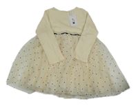 Nové - Smetanové šaty s puntíkatou tylovou sukní H&M