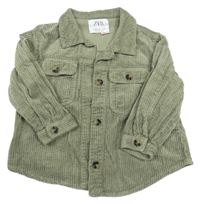 Khaki manšestrová košilová bunda Zara
