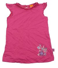 Růžové tričko s kytičkami Pusblu
