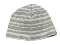 Šedo-bílá pruhovaná bavlněná čepice zn. H&M
