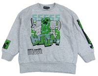Šedá melírovaná mikina Minecraft a flitry 