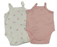 2x - Světlerůžové + bílé body s duhami Primark 