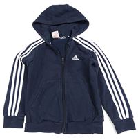 Tmavomodrá propínací mikina s logem a kapucí Adidas