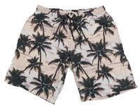 Světlerůžové plážové kraťasy s palmami Primark 