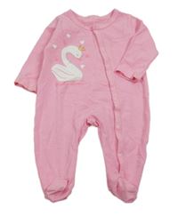 Růžový overal s labutí 