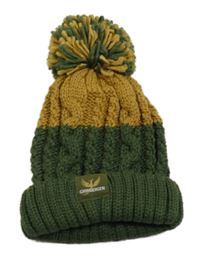 Khaki-béížová pletená čepice s bambulí Grimbergen